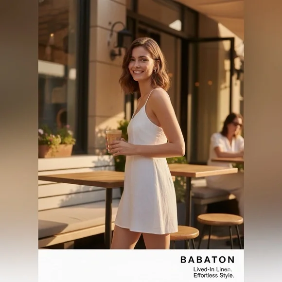 Babaton White Linen Blend Mini Dress size 2 - Picture 1 of 6